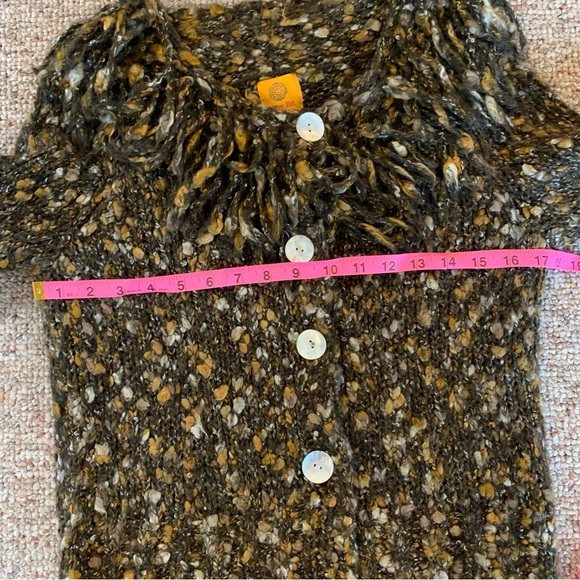 Ruby Rd Green gold and White With Fringe Around Collar Sweater L - Picture 5 of 7